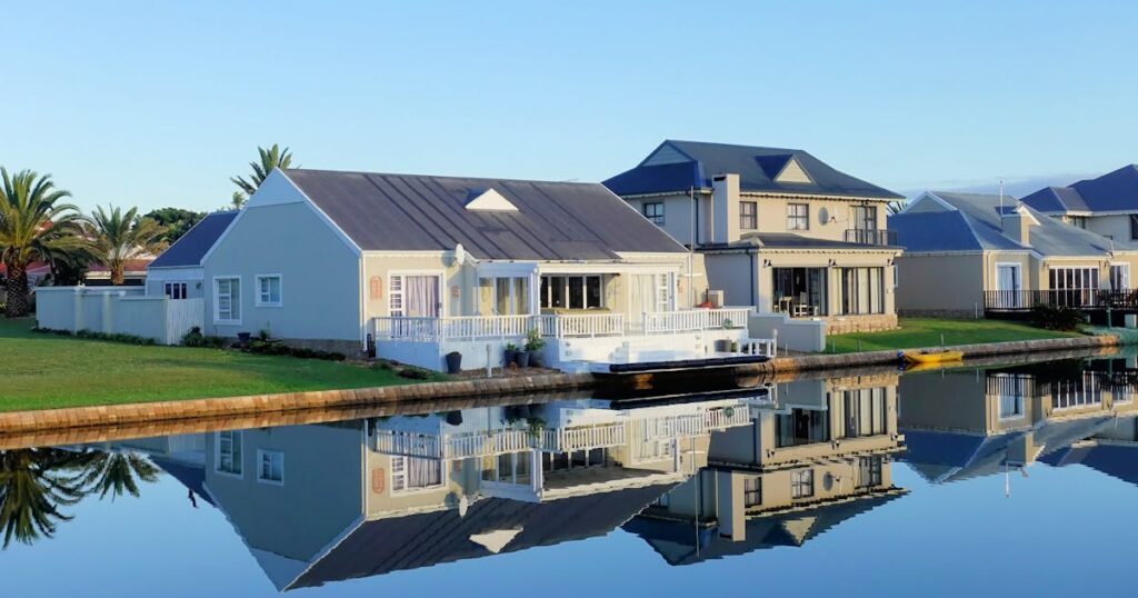 Modern home in neighborhood