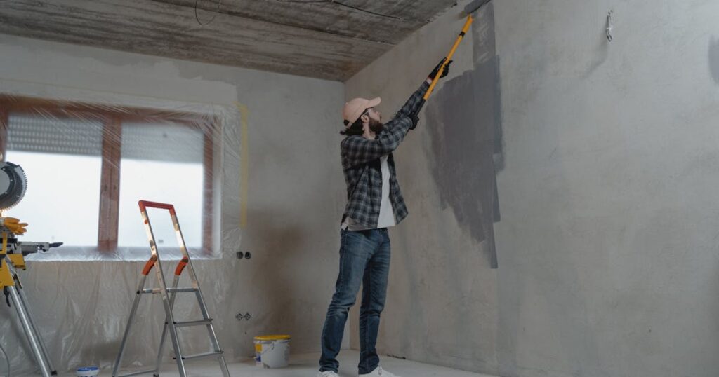 Homeowner doing DIY home maintenance