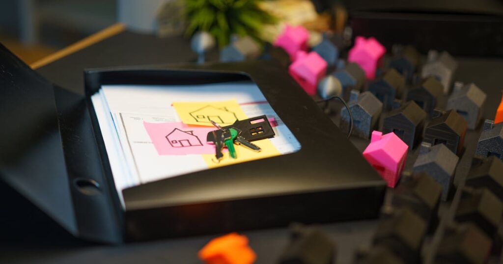 House model with keys and documents
